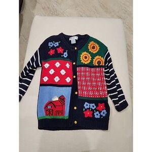 Vintage The Eagle's Eye Cotton Grannycore Flowers Floral Sweater M Medium